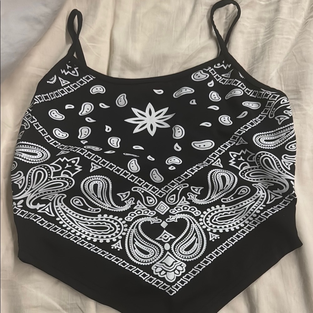 SHEIN Black and White Asymmetrical Crop Camisole